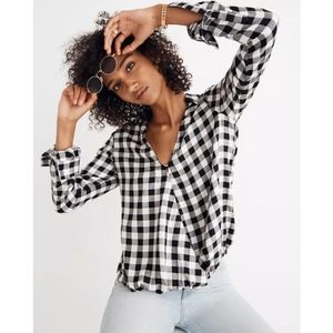Madewell Buffalo Plaid Wrap Top Size M